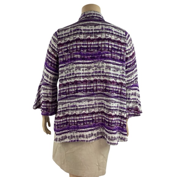 Jones New York Button Front Blouse Purple Abstract Print Size Large - Picture 5 of 7